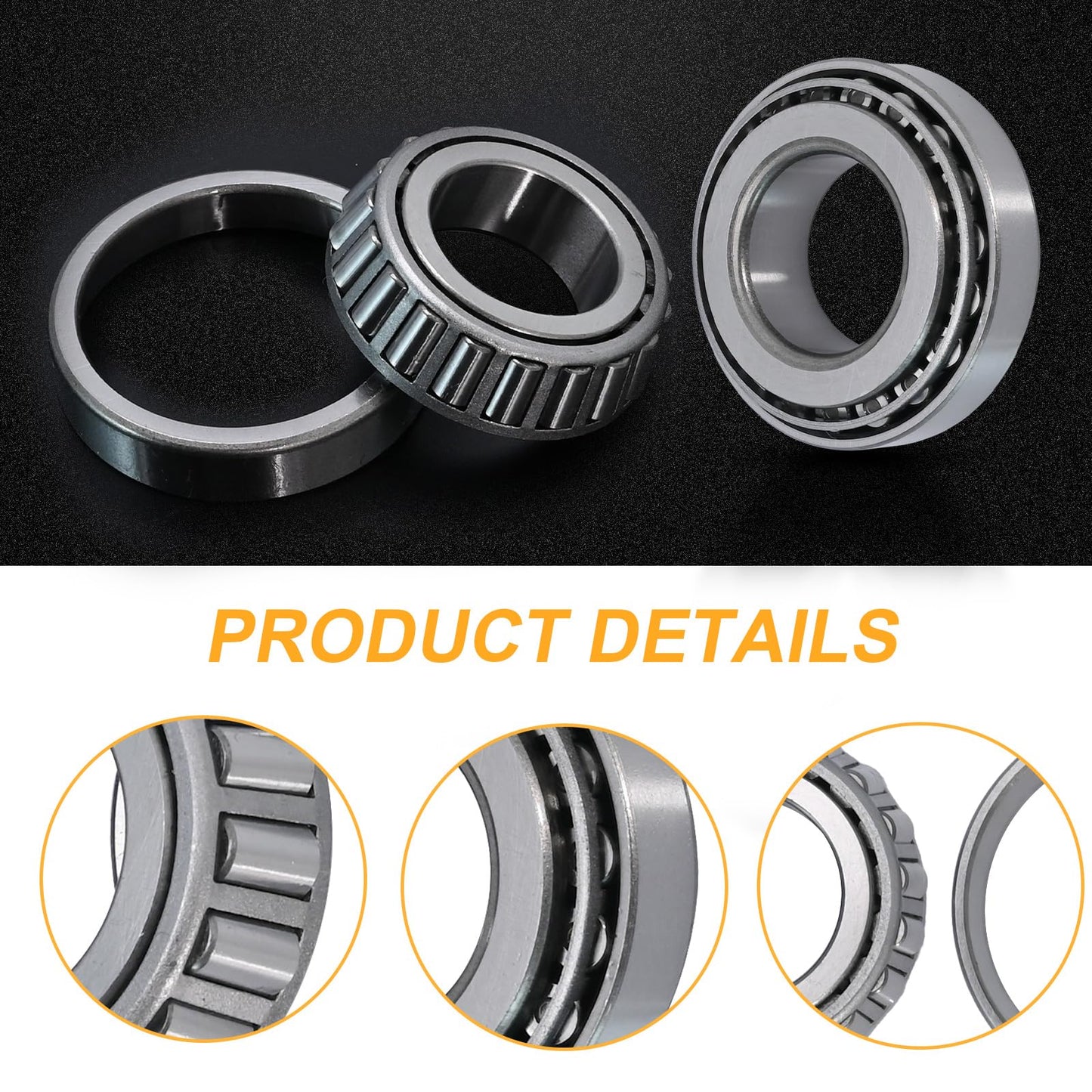 Anxingo 2 Set Trailer Wheel Hub Bearings Kit, L44643/L44610 Bearing Set Tapered Roller Bearings, Replace for 1.00'' ID, 1.98" OD, 0.58" Width with 12192TB Grease Seals
