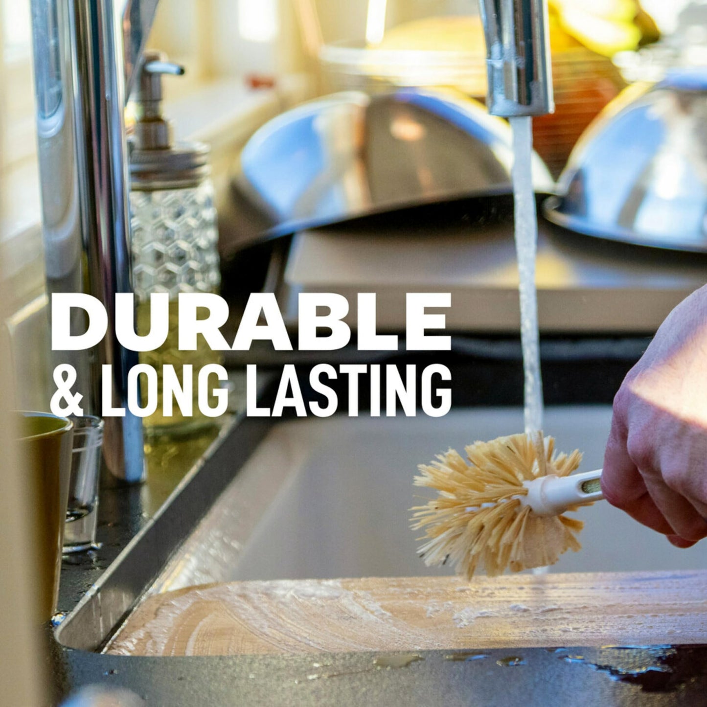 Scotch-Brite Greener Clean Bottle & Straw Brush Set, Includes 2 Replaceable Bottle Brush Heads, Safe on Insulated Mugs, Water Bottles, Glassware, Food Processors & blenders, Cleanse in Dishwasher