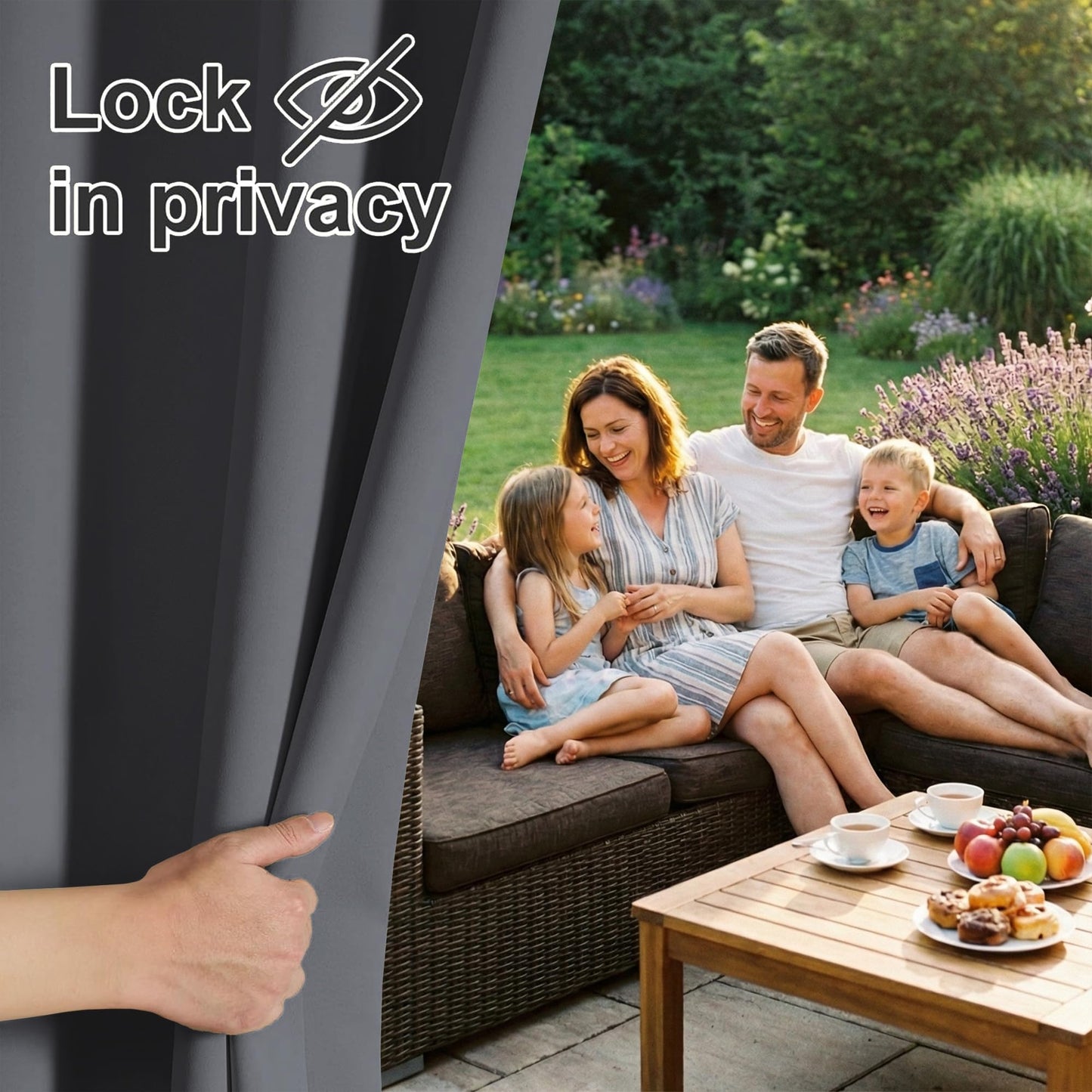 RYB HOME Patio Curtains Outdoor - Waterproof Exterior Blackout Shades Privacy Outdoor Indoor Deck for Porch Cabana Swimming Pool Hut Shower, 1 Panel, Wide 52 by Long 84 Inch, Grey