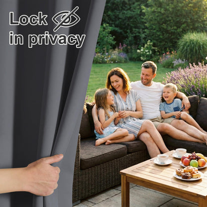 RYB HOME Patio Curtains Outdoor - Waterproof Exterior Blackout Shades Privacy Outdoor Indoor Deck for Porch Cabana Swimming Pool Hut Shower, 1 Panel, Wide 52 by Long 84 Inch, Grey
