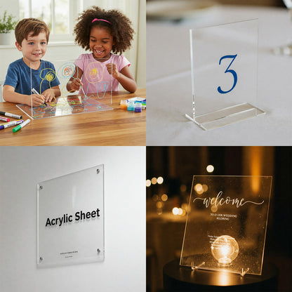 10 Pack 10"x10"x0.04"(1mm) Thick Acrylic Sheets Transparent Plexiglass Panels with Protective Film for Picture Frame Art Design, DIY Craft, Signage, Display, and Home Projects (10, 10x10x0.04)