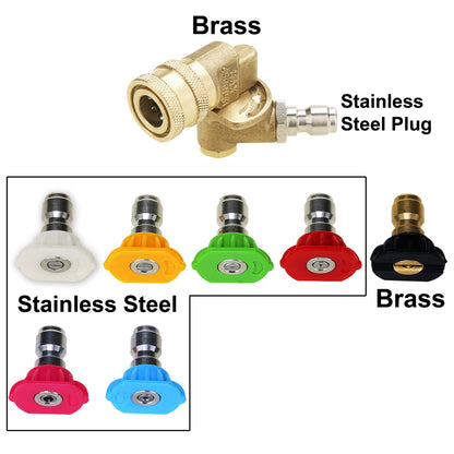 AMZ Tool Pressure Washer Accessories Kit, 7 Power Washer Nozzle Tips, Quick Connect Pivoting Coupler, 1/4 inch, 4500 PSI, 8-Pack