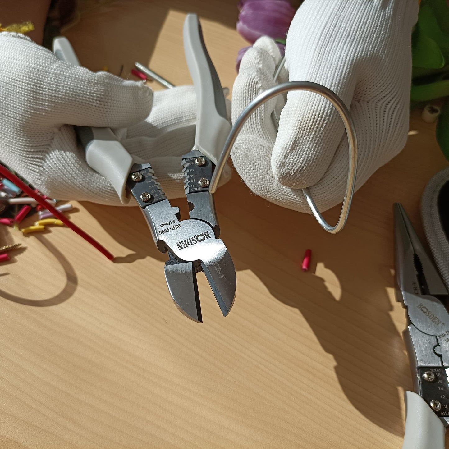 BOOSDEN Wire Cutters Heavy Duty with Wire Stripper Crimper,Diagonal Cutters,8 inch Side Cutters with a Belt Holster,Multi Function Professional Industrial High Leverage Diagonal Cutting Pliers Tool