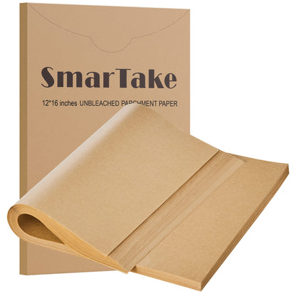 SMARTAKE 200 Pcs Unbleached Parchment Paper Baking Sheets, 12x16 Inches（9x13 Optional）, Non-Stick, Precut for Baking, Grilling, Air Fryer, Steaming, Bread, Cup Cake, Cookie