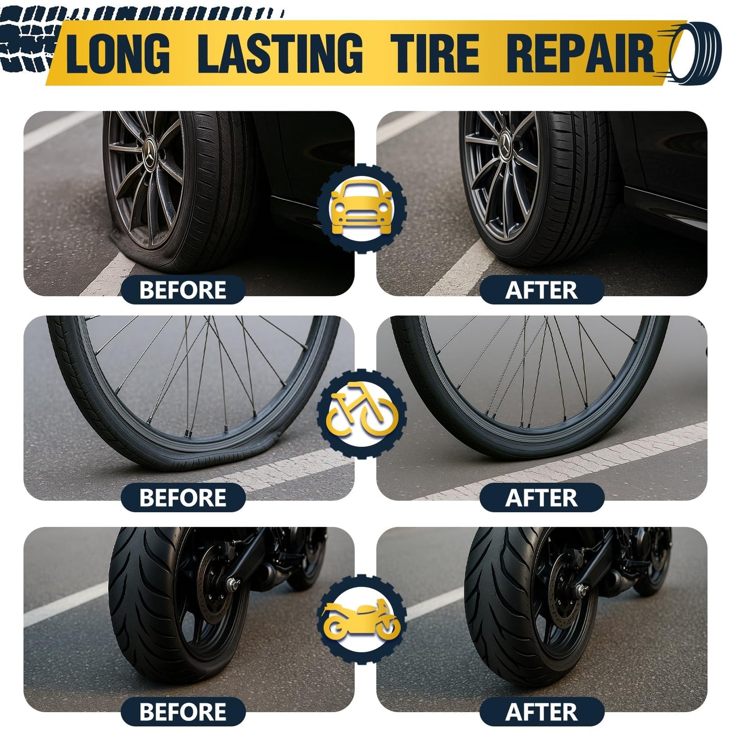 Vulcanizing Cement – 17.6 Oz Rubber Cement All Purpose for Tire Patch, Plug & Tube | Professional Tire Repair Glue with Brush for Motorcycle, Bike, Car | Clear, Fast Drying Tire Patch Glue Heavy Duty