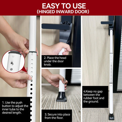 AceMining Upgraded Door Security Bar & Sliding Patio Door Stopper, Heavy Duty Adjustable Door Jammer for Home, Apartment, Travel (1 Pack, White)