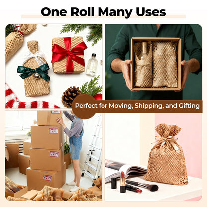 Tera Honeycomb Packing Paper Eco-friendly: 12"x200' Recyclable Cushioning Wrap for packaging Moving Supplies Shipping Boxes Gift Wrapping Paper Alternative to Bubble Wrap with 20 Fragile Sticker