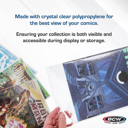 BCW Current/Modern Comic Bags - 200 ct | Acid-Free Modern Comic Bags for Current Issues | Exterior 6 7/8 x 10 1/2 inches | Crystal Clear Protection for Your Collection