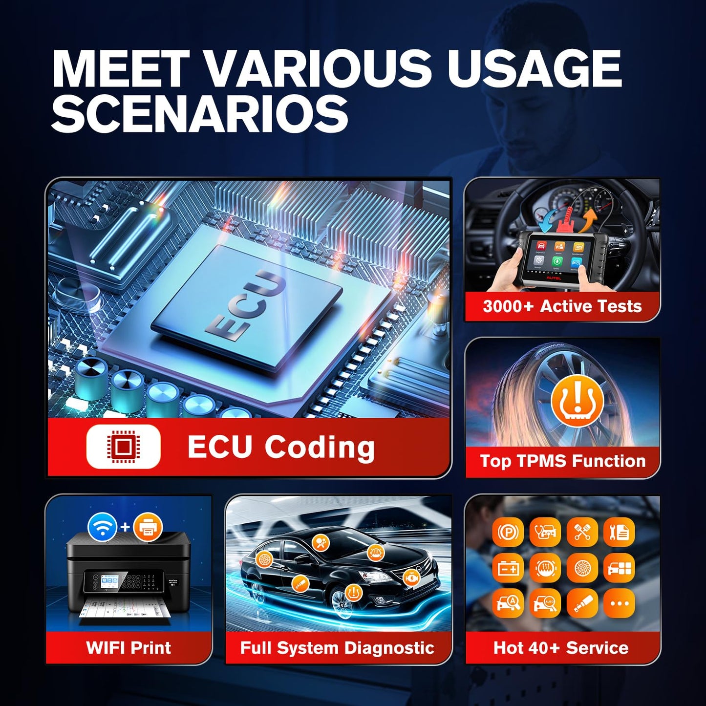 Autel Original OBD2 Main Test Cable, 5.6ft 1.7M, 16 Pin OBDII Diagnostic Test Cable, Work with Scanner MK808 MK808S MK808Z MX808 MX808S MP808 MP808S MP808K DS708 DS808 MS906 MS908, IM508 IM508S