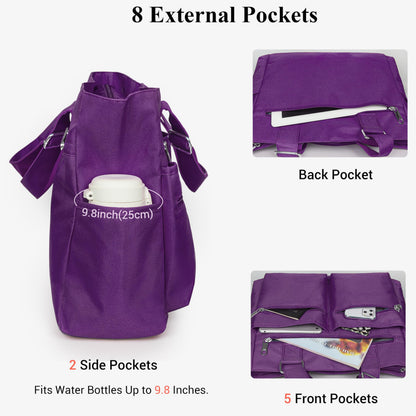 Canvas Tote Bag Waterproof Nylon Multi Pocket Shoulder Bags Laptop Work Bag Teacher Purse and Handbags for Women & Men
