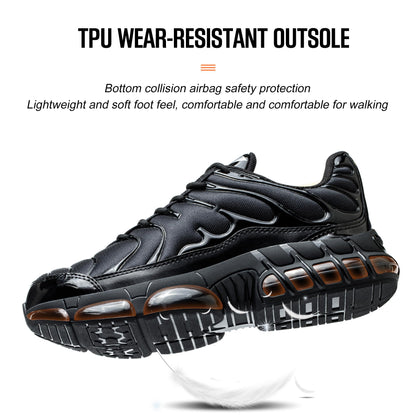 OWANVION Steel Toe Shoes for Men Lightweight Non-Slip Sneakers Puncture Proof Shoes Indestructible Work Shoes Black