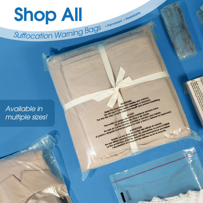Spartan Industrial - 12” X 15” (100 Count) Self Seal Clear Poly Bags with Suffocation Warning for Packaging, T Shirts & Shipping - Permanent Adhesive