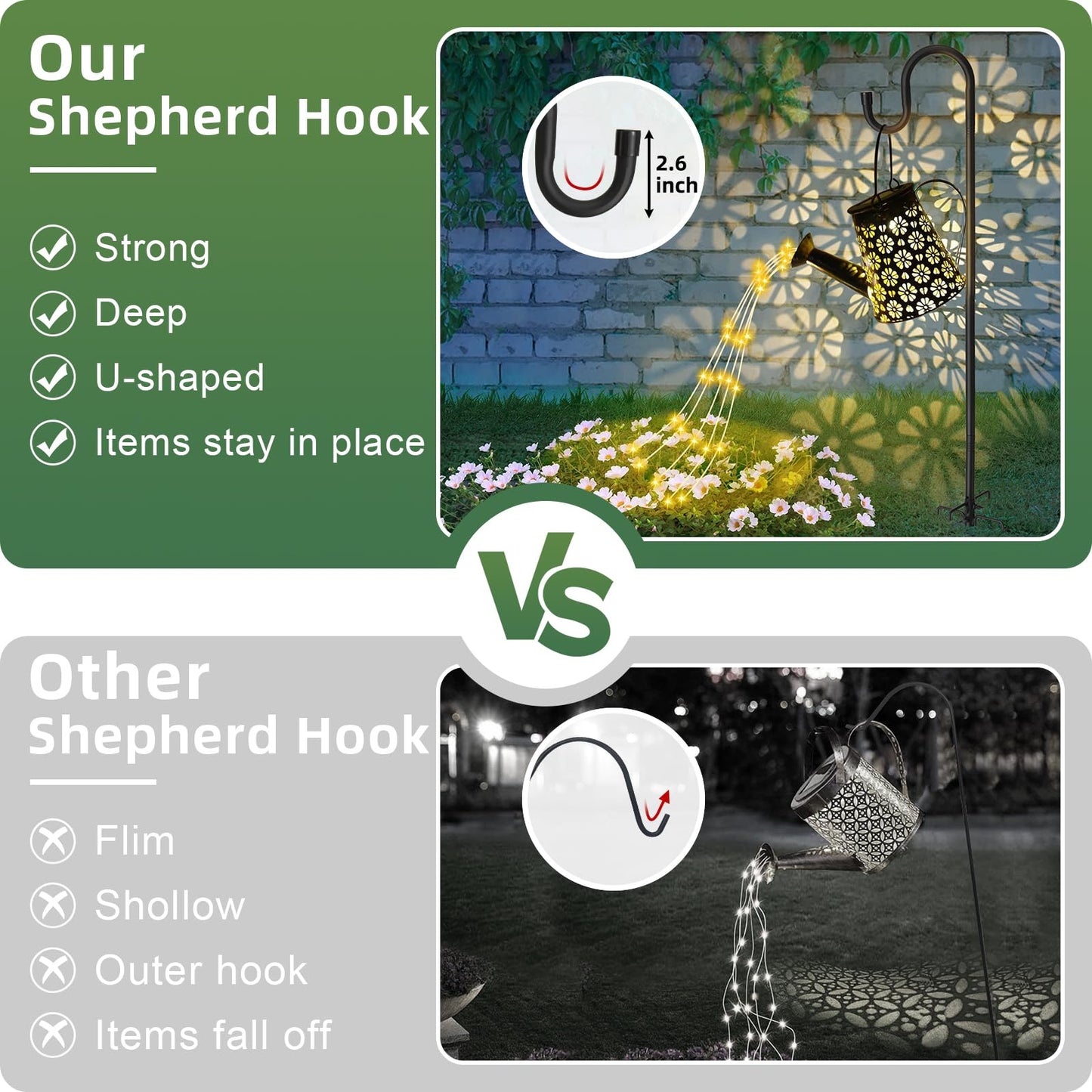 Shepherd Hooks for Outdoor - 78 Inch High, 5/6 Inch Rod Diameter, 5 Prong Base Adjustable Shepherd Hooks, Heavy Duty Feeder Pole for Hanging Flower Baskets Lantern Lights Wind Chime