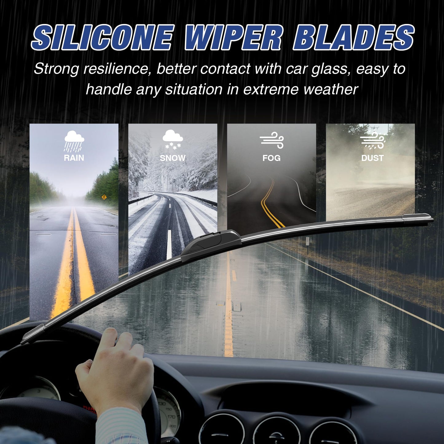 22 Inch Wiper Blades 2 Pack Windshield Wiper Blades Replacement for 2012-2023 Ford F-150/F-250/F-350;2008-2021 Expedition,Original Equipment Replacement Windshield Wiper Blades(22"+22",U/J Hook)