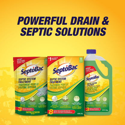 SeptoBac Septic Tank System Treatment, Pre-Measured Pouches for Weekly Use in Sewage Waste Tank in Homes, RVs, Boats, 16-Pack