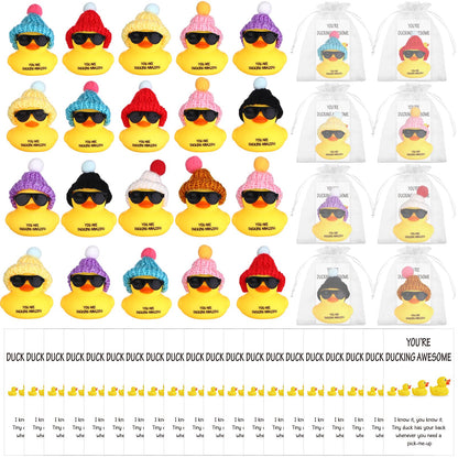 20Sets Employee Appreciation Gifts You're Ducking Awesome Pun Cards Mini Rubber Ducks with Glasses and Hats for Coworker