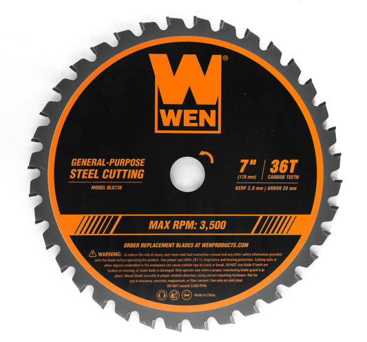 Wen BL0736 7-Inch 36-Tooth Carbide-Tipped Professional Saw Blade for Steel Cutting