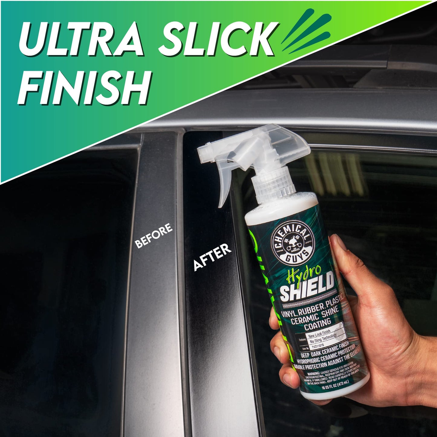 Chemical Guys HydroShield Vinyl, Rubber, Plastic Ceramic Shine Coating (Great for Interior & Exterior) Safe for Cars, Trucks, Motorcycles, RVs & More, 473 ml