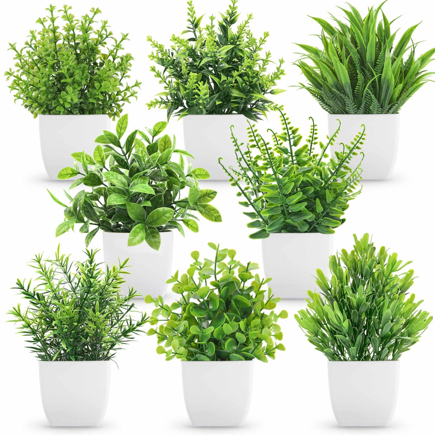 Der Rose 8 Packs Fake Plants Small Artificial Faux Plants for Home Office Desk Accessories Farmhouse Bathroom Bedroom Decor Indoor