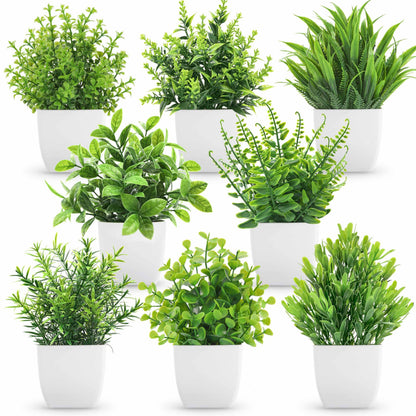 Der Rose 8 Packs Fake Plants Small Artificial Faux Plants for Home Office Desk Accessories Farmhouse Bathroom Bedroom Decor Indoor
