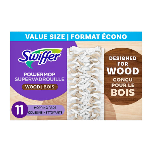 Swiffer PowerMop Wood Mopping Pad Refills for Floor Cleaning, 11 count