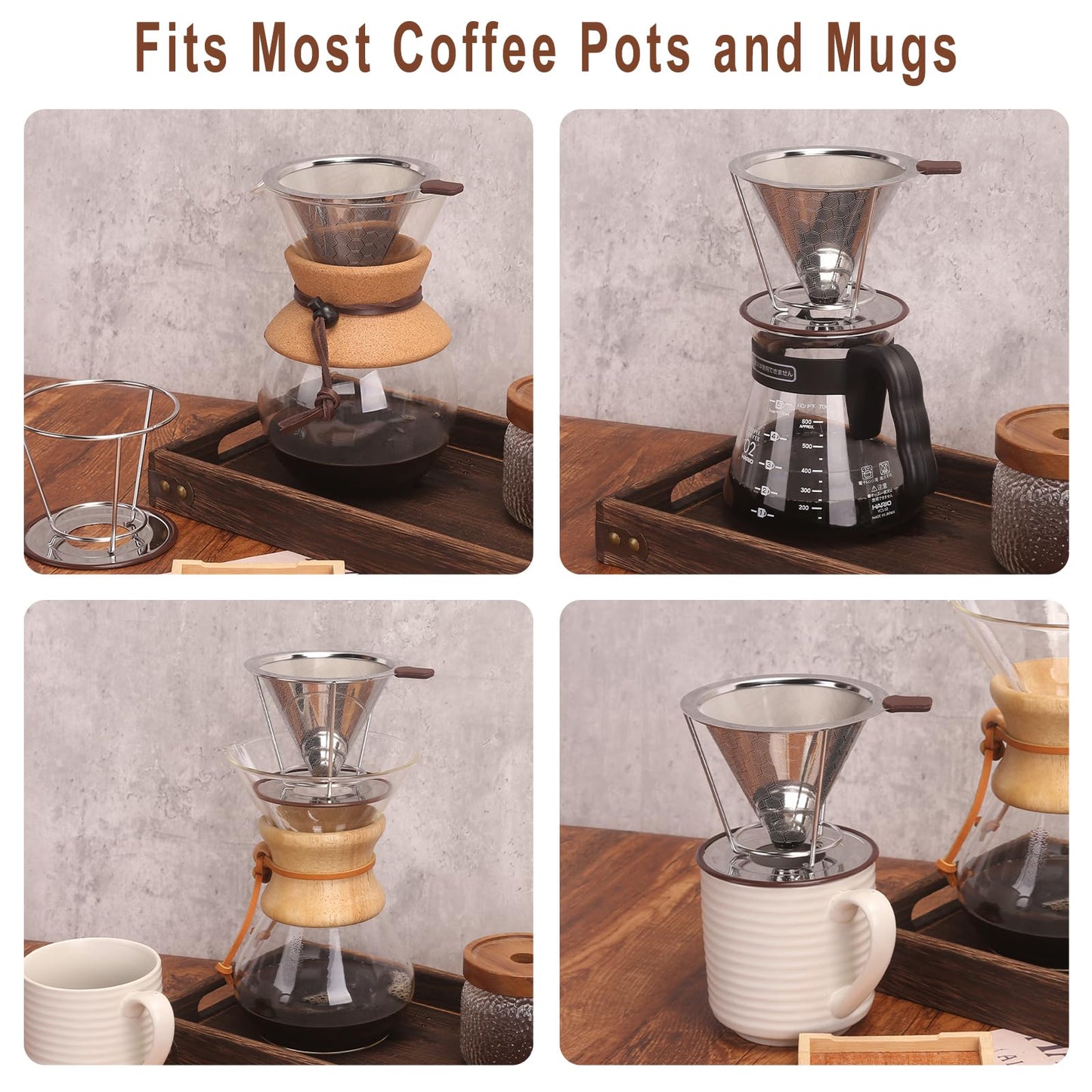 Pour Over Coffee Dripper, Stainless Steel Coffee Filter Reusable Pour Over Coffee Filter Cone Coffee Dripper… (Removable 1-2Cup)