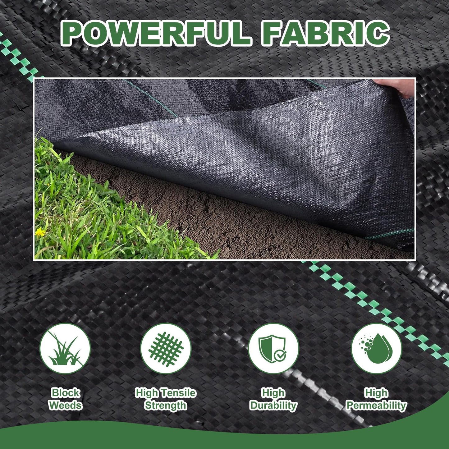 Weed Barrier Landscape Fabric, 4X50Ft Heavy Duty Woven Weed Barrier Fabric, Premium Ground Cover Weed Blocker for Landscaping, Garden, Raised Beds, Lawn, Gravel Path, Driveway