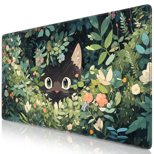 Anime Mouse pad, Canjoy 31.5x15.7inch Black Cats Kawaii Cute Mouse MatLarge Big Computer Keyboard Desk Pad with Non-Slip Rubber Base