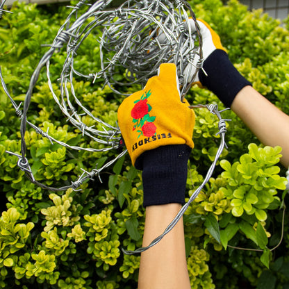Cactus Gloves Soft Deerskin Women Gardening Glove Thorn Proof for Cacti Handling (Medium, Yellow)