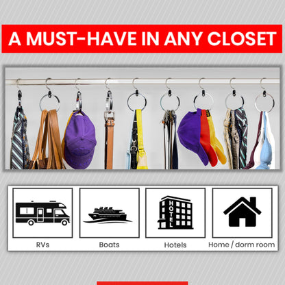 ROLLY HANGER Multipurpose Closet Hangers- Tie and Belt Hanger for Closet- Great Space Saving Belt Organizer for Wardrobe - Ideal for Storing Belts, Ties, Scarfs, Baseball Hats, Purses & More- 1 Pack
