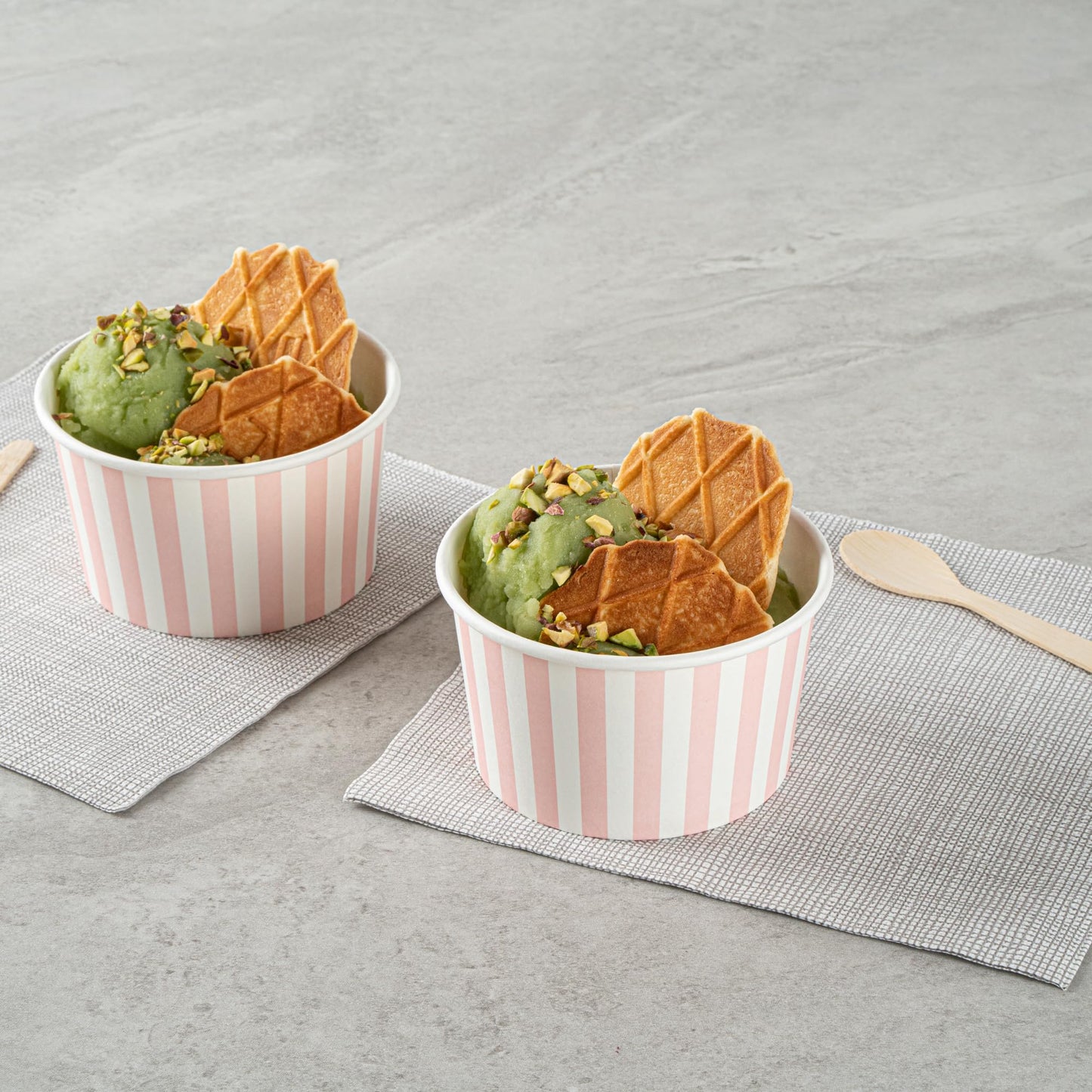 Coppetta 12-Ounce Dessert Cups, 50 Disposable Ice Cream Cups - Lids Sold Separately, Sturdy, Pink and White Paper FroYo Bowls, for Hot and Cold Foods, Perfect for Gelato Or Mousse - Restaurantware