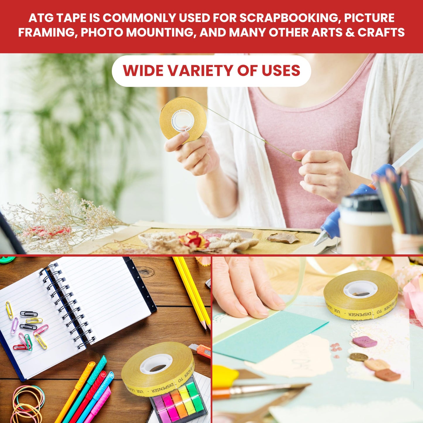 T.R.U. ATG-7502 ATG Tape (Acid Free Adhesive Transfer Tape): 1/4 in. wide x 36 yds.