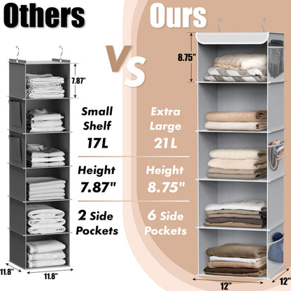 Simple Houseware 5 Shelves Hanging Closet Organizer, Grey
