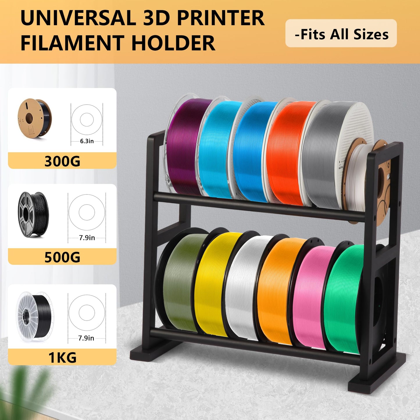 3D Printer Filament Storage Rack Desktop, Wooden 3D Printer Filament Spool Holder Stand