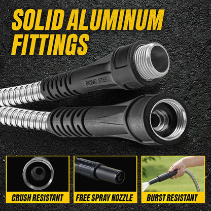 Bionic Steel Metal Garden Hose 25 Ft, Rust Proof 304 Stainless Steel Water Hose with Brass Fittings, Flexible & Heavy Duty Hose, Lightweight, Kink Free, Tuyau Arrosage - 2025 Model