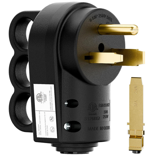 2-in-1 Nema 6-50P/6-30P Welder Plug, 30A/50A 250V Welder 3-Prong Male Plug, ETL Listed 30A Welder Plug