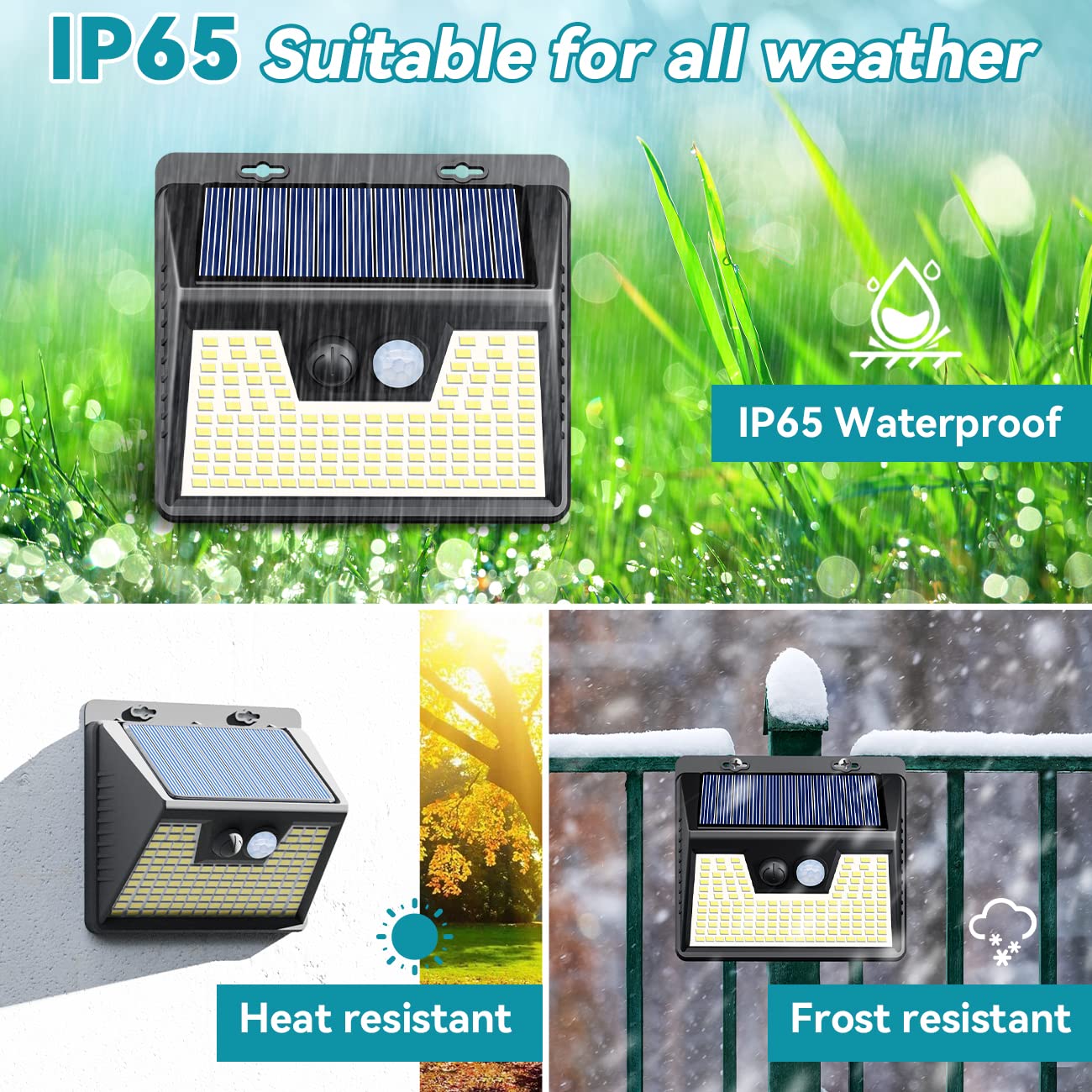 Solar Lights Outdoor Waterproof, [2 Pack/140 LED] kolpop Solar Motion Sensor Light Outdoor Wireless, 3 Modes Led Solar Lights Outdoor, IP65 Solar Security Lights for Fence Garden Yard Deck Garage