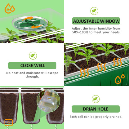 YAUNGEL Seed Starter Trays, 10 Pack 120 Cells Thicken Seed Starting Tray Kit with Humidity Dome/Clear Lids Durable Growing Seedling Trays for Greenhouse & Gardens
