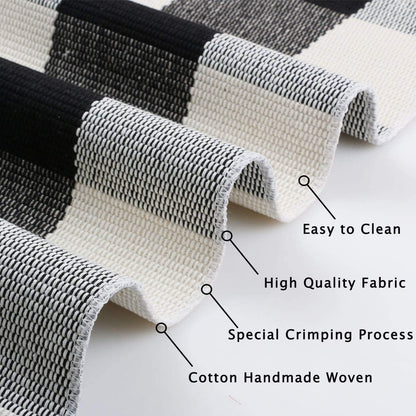 Cekene Buffalo Plaid Outdoor Rug 3x5 Black and White Checkered Rug Cotton Woven Washable Layered Porch Rug for Entryway Living Room Farmhouse Kitchen