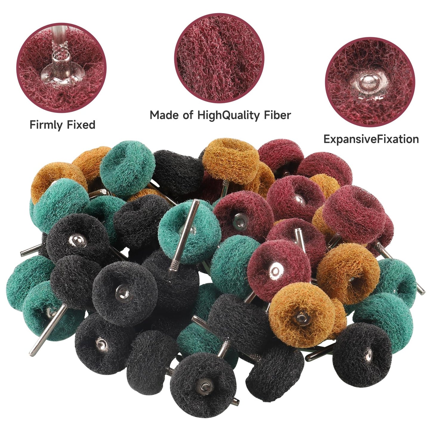 100 PCS Abrasive Buffing Wheels,1 inch Polishing Wheel Set for Proxxon Dremel Rotary Tool Accessory-1/8'' Shank