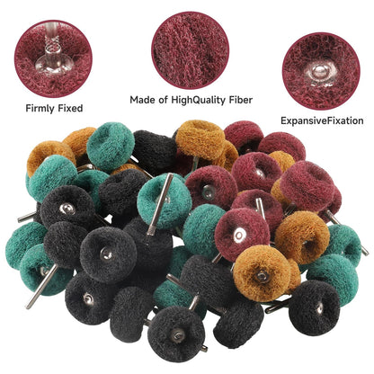 100 PCS Abrasive Buffing Wheels,1 inch Polishing Wheel Set for Proxxon Dremel Rotary Tool Accessory-1/8'' Shank