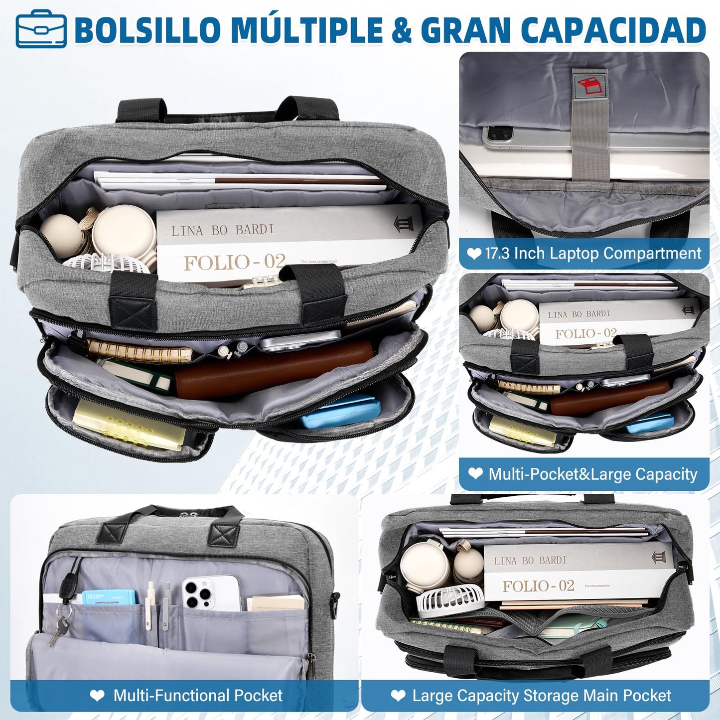 RAINSMORE Laptop Bag for Men 15.6 17.3 Inch Waterproof Laptop Bag Large Professional Messenger Bag for Business Travel Work