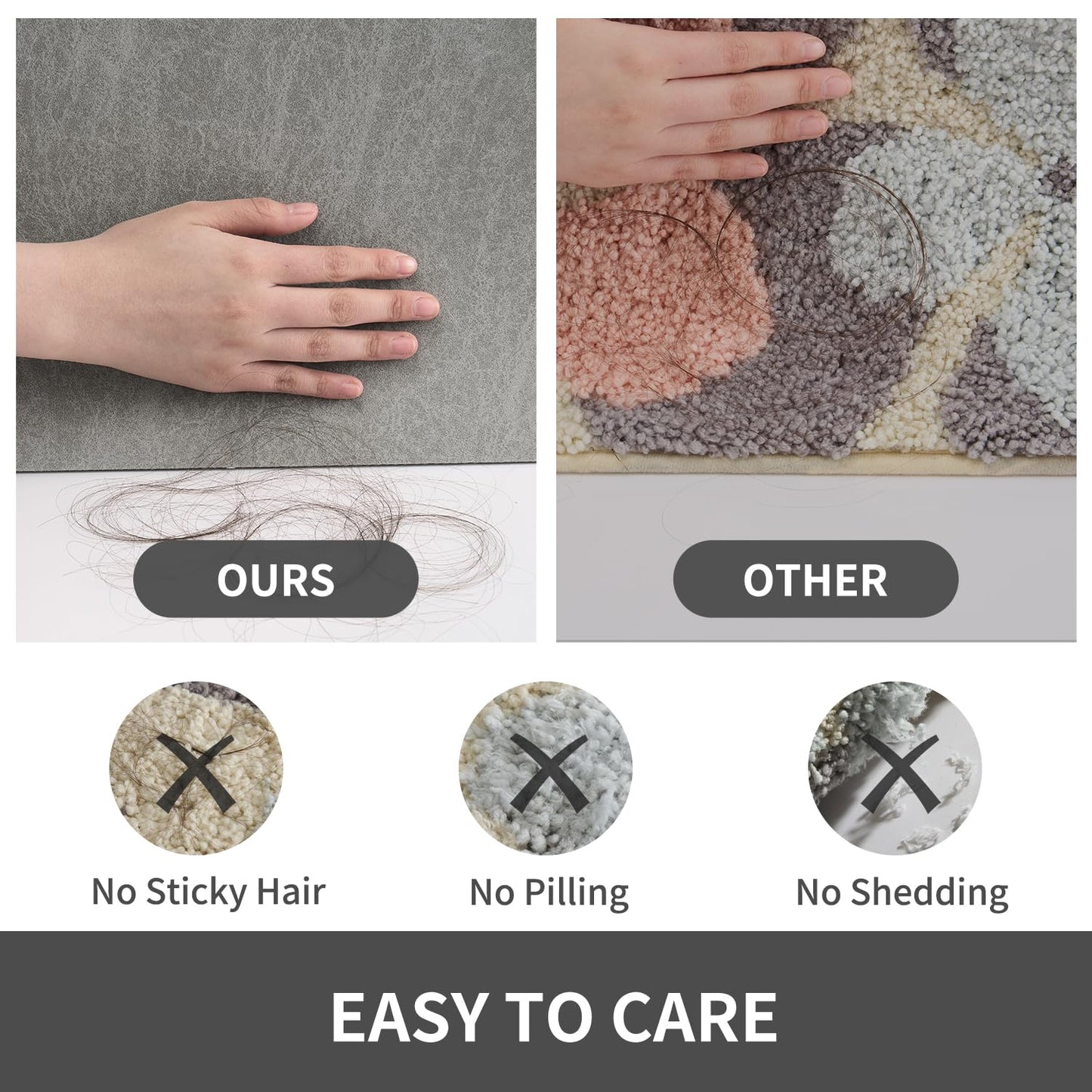 MontVoo Bath Mat Rug for Bathroom-Bathroom Mat Bathroom Rug Non Slip Absorbent Quick Dry Bathmat Shower Mats-Bathroom Floor Mats in Front of Bathtub Sink Washroom Mat Grey 50x80CM
