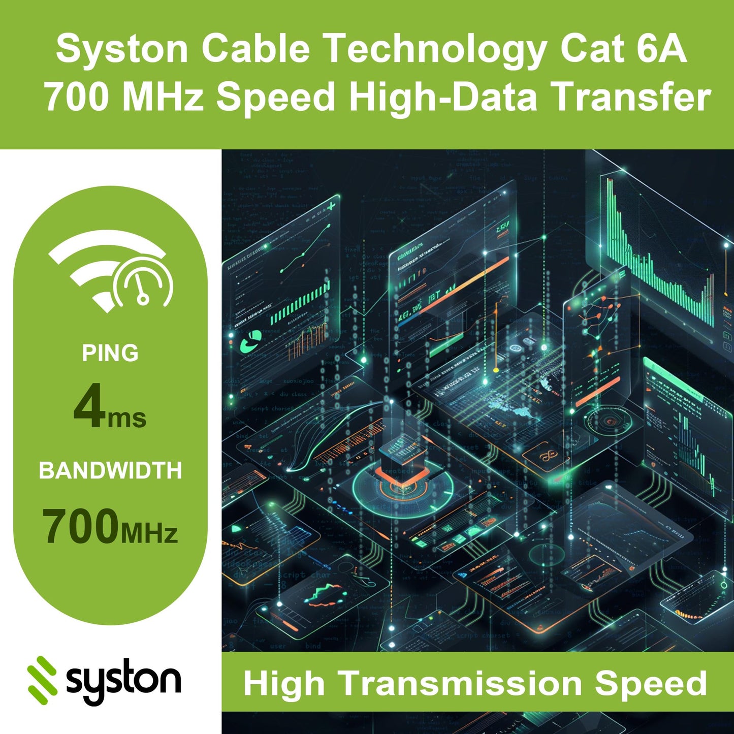 SYSTON CAT 6A+ Ethernet Network Cable Bulk Without RJ45 Ends - 700 MHz 23 AWG UTP Solid Bare Copper Wire CMR/Riser-Rated for IP PoE LAN Application Use, Indoor/Outdoor UV Resistant - Blue, 15m