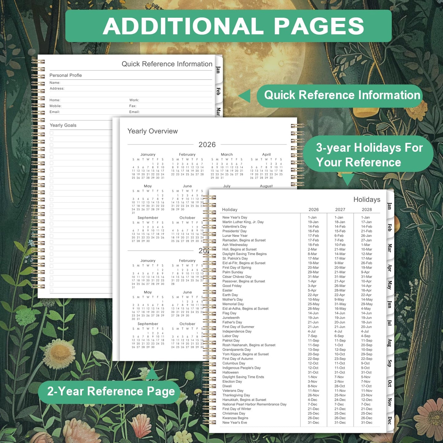 2026 Planner - Planner 2026, JAN 2026 - DEC 2026, 2026 Planner Weekly and Monthly, 2026 Calendar Planner, 9" x 11", Tabs, Spiral Binding, Back Pocket