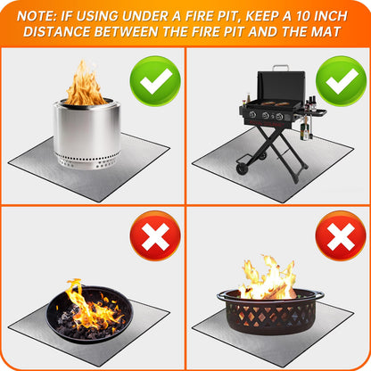 40" Square Fire Pit Mat Grill Mat,DocSafe Fireproof Mat 3 Layers Fire Pit Pad for Deck Patio Grass Outdoor Wood Burning Fire Pit and BBQ Smoker,Easy to Clean,Black & Silver