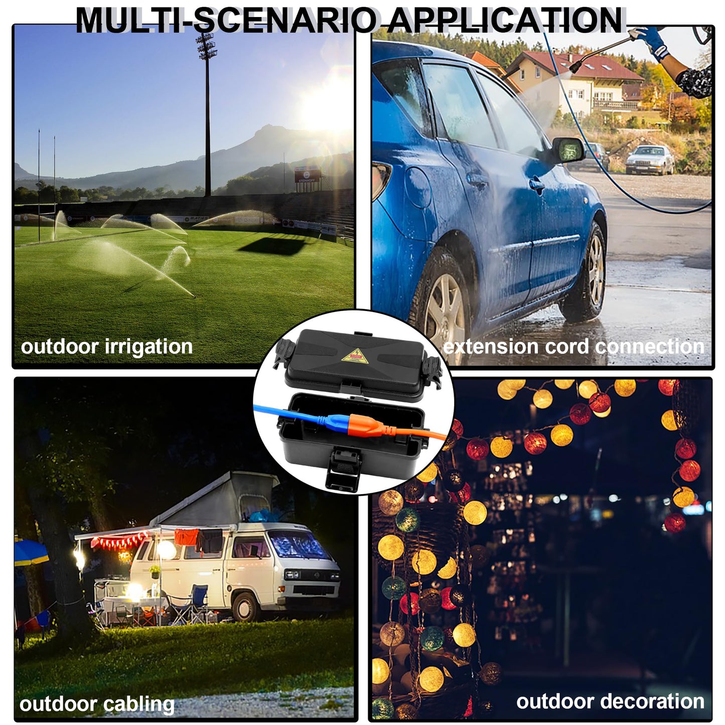 Outdoor Electrical Box Waterproof IP54 Black Outdoor Extension Cord Cover(Inner 6.5 x 3.5 x 2.2inch), Wall-Hangable Waterproof Box for Plug, Halloween, Christmas String Lights (Black 2PCS)