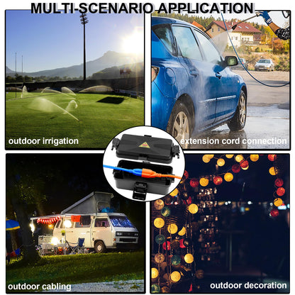 Outdoor Electrical Box Waterproof IP54 Black Outdoor Extension Cord Cover(Inner 6.5 x 3.5 x 2.2inch), Wall-Hangable Waterproof Box for Plug, Halloween, Christmas String Lights (Black 2PCS)