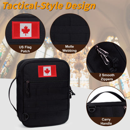 ATRIPACK Tactical Bible Cover for Men,Large Bible Case with Shoulder Strap,Water-Resistant Book Cover with Handle,Multi-Functional Carrying Bible Holder Bag for Church,Study,Spiritual