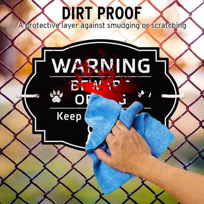 Faittoo Beware of Dog Sign Outdoor, Keep Gate Closed Sign, 4 Pack 10"x7" Rust Free Reflective Aluminum, Fade Resistant, UV Protected, Weatherproof, Warning Dog Sign for Door or Gate